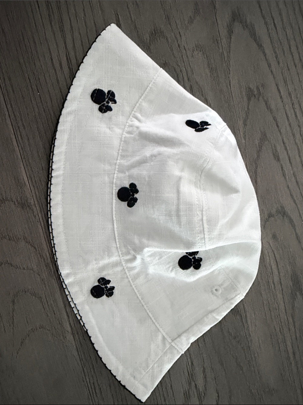 Janie and Jack White Bucket Hat with black Embroidery
